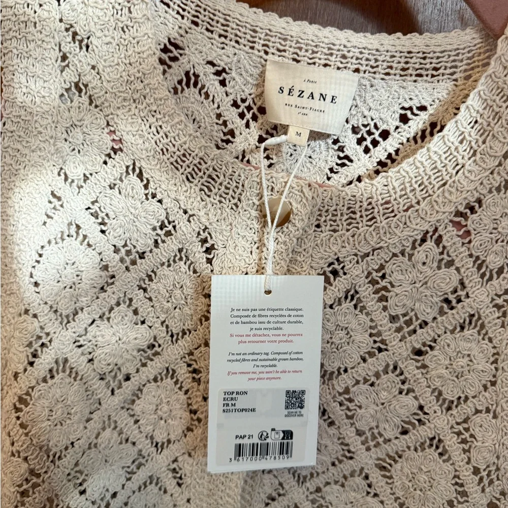 Sezane Ron Top Ecru - Size M - Picture 3 of 6